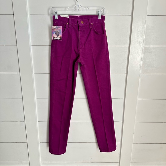 NWT VINTAGE 14 WRANGLER Cowboy cut straight cotton made in USA Fushia Girls Jean - Picture 1 of 13